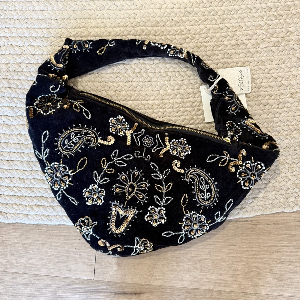 Free People Nashville Nights Beaded Bag Black
